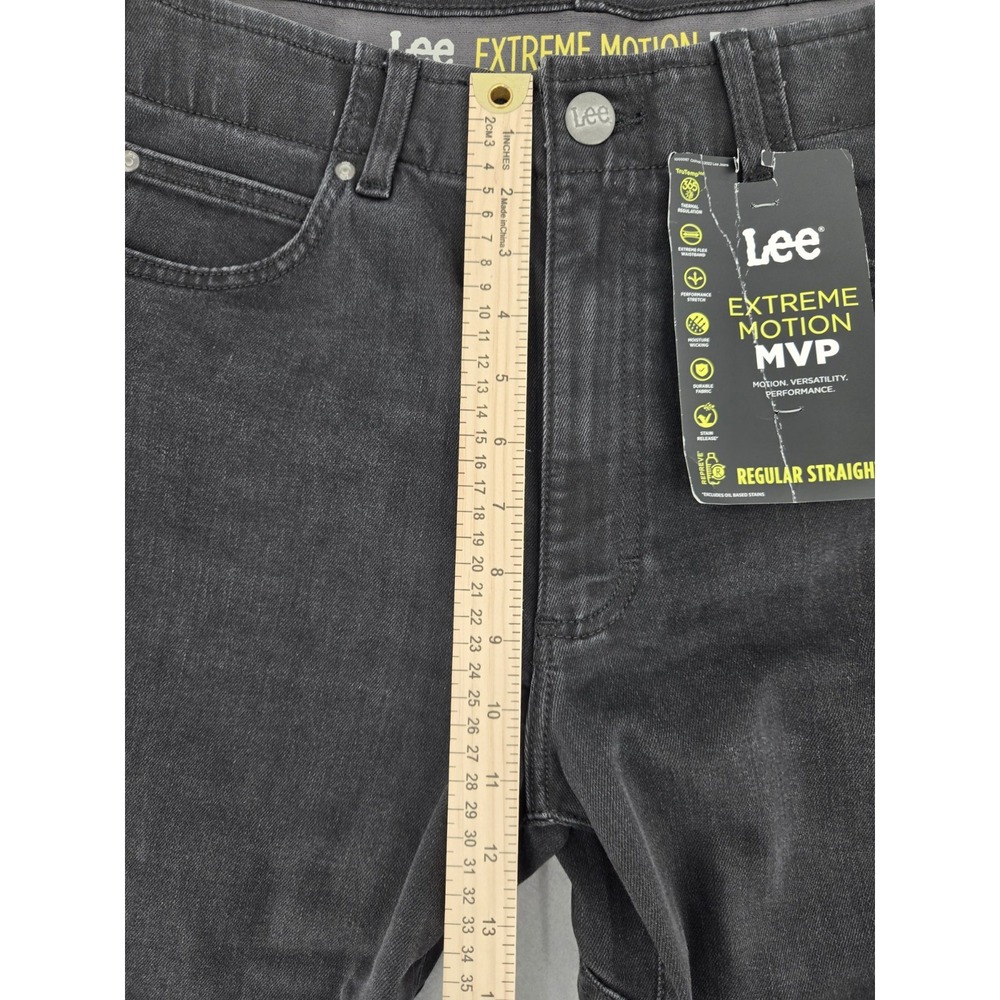 LEE EXTREME MOTION MVP Jeans Mens 35x34 Vintage Black Stretch Regular Straight - Picture 7 of 13